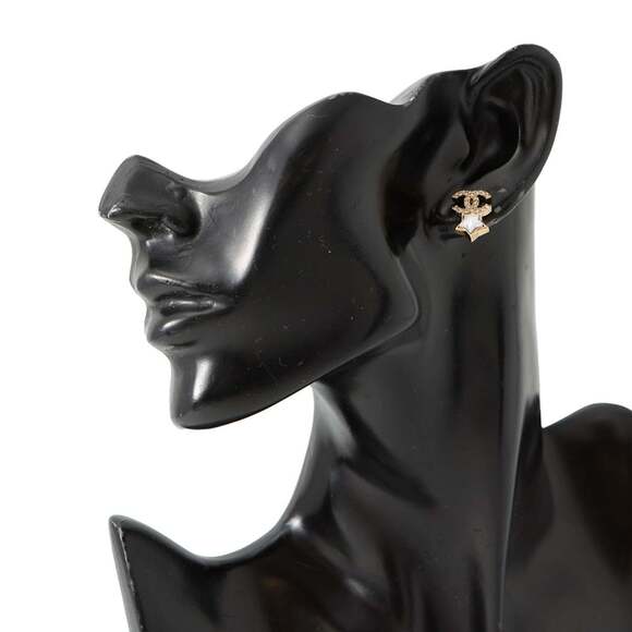 CHANEL Coco Mark Star Motif Rhinestone Metal Earrings B24C ABC823 - Picture 4 of 11
